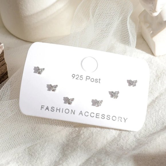 Jewelry - 6 PCS NEW 925 Sterling Silver Butterfly Earrings